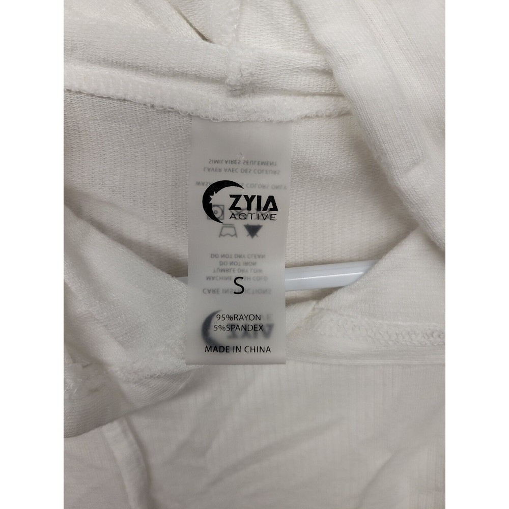 Zyia Active Women's Size Small Cropped Hoodie Sleeveless White Lightweight - Picture 4 of 8